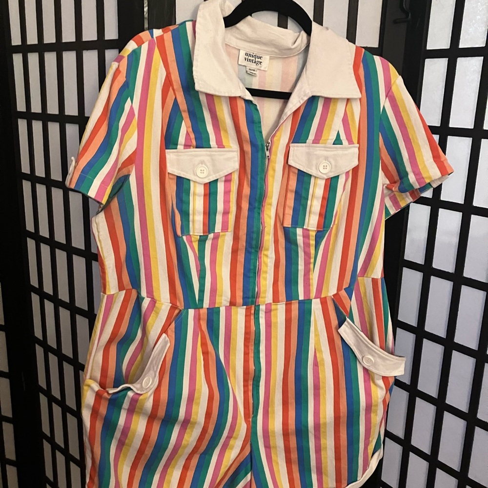 Unique Vintage Rainbow Playsuit